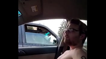 babe gives blowjob in car cumshot