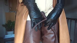 femdom leather gloves handjob