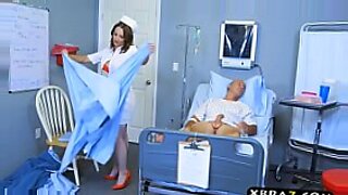 asian nurse giving blowjob for patient cum to mouth on the bed in the hospital